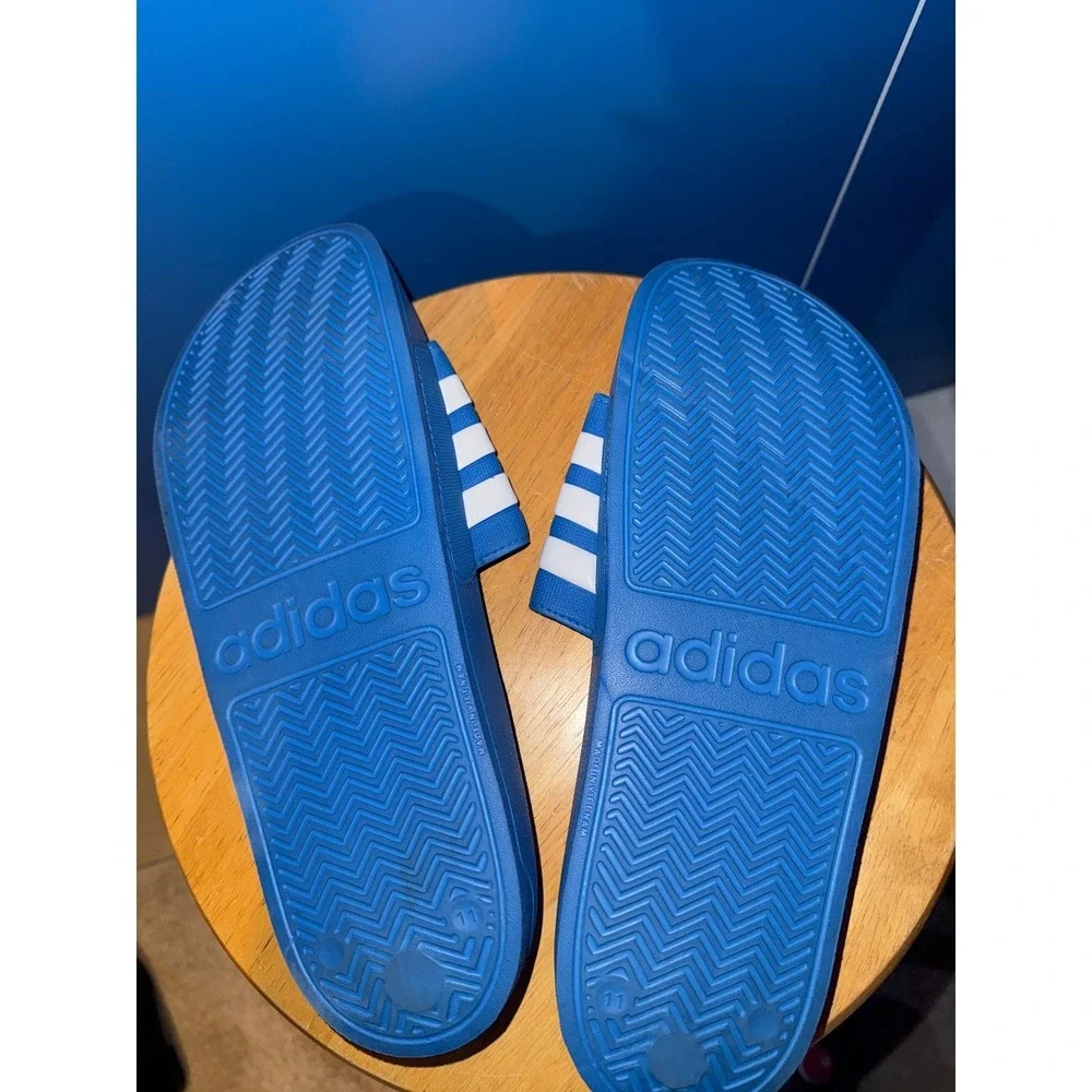 Adidas Adilette Slides Blue White Stripes Mens 11 Sandals